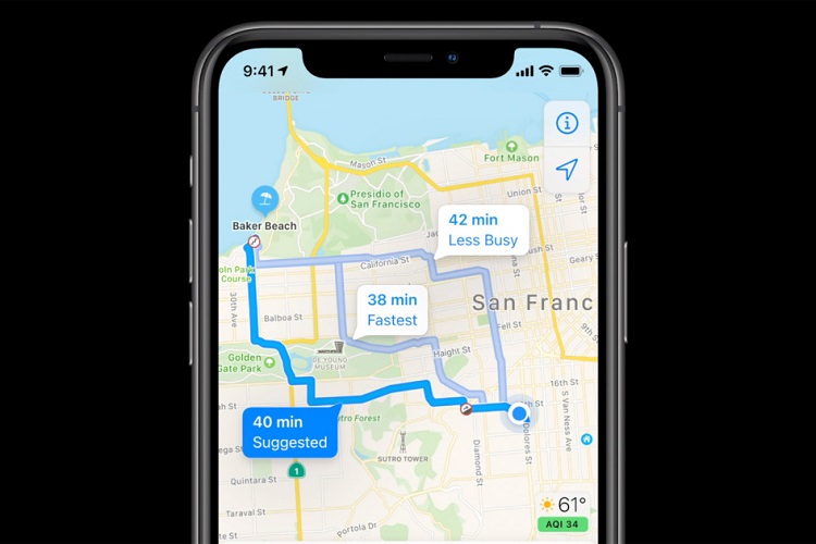 appl maps for biking
