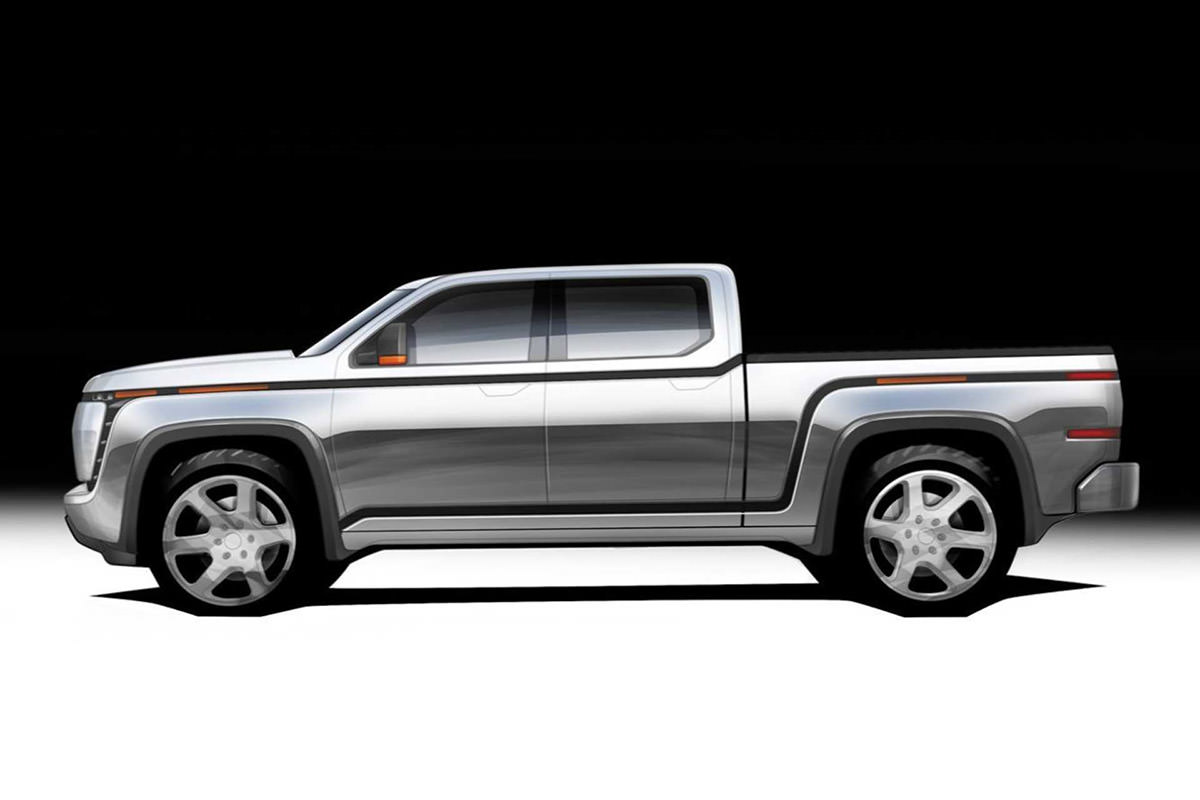 نمای جانبی وانت پیکاپ / pickup truck لردزتاون اندیورنس با رنگ خاکستری