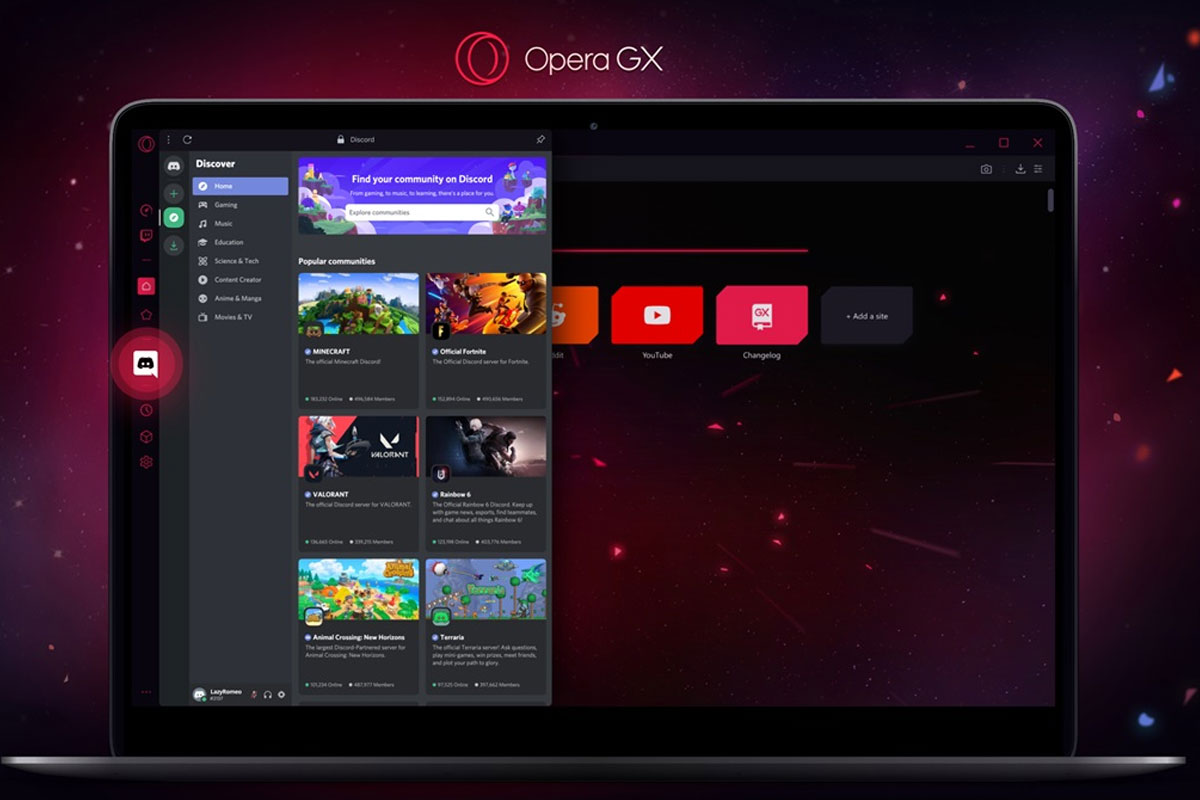مرورگر گیمینگ Opera GX به قابلیت پشتیبانی از دیسکورد و دارک مود مجهز شد