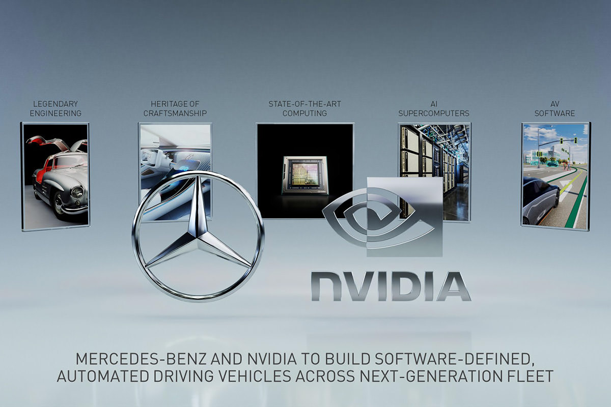 نمای اصلی خودرو خودران / autonomous car مرسدس بنز / mercedes benz مجهز به سیستم هوش مصنوعی انویدیا / nvidia 