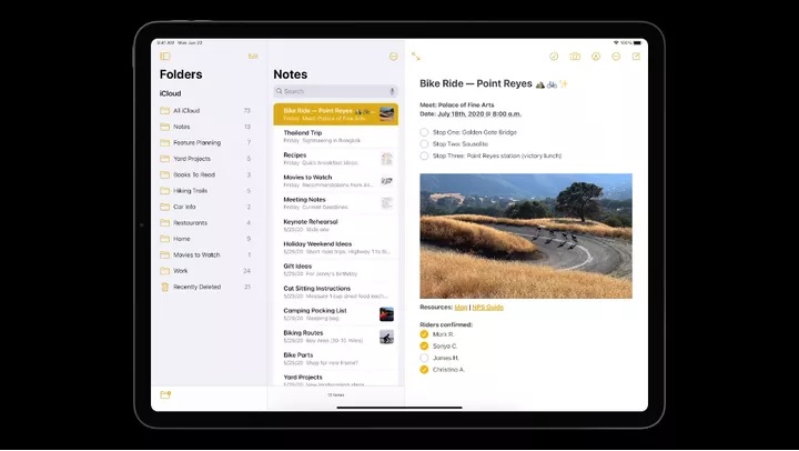 اپلیکیشن نوت در آپید / iPadOS Notes App