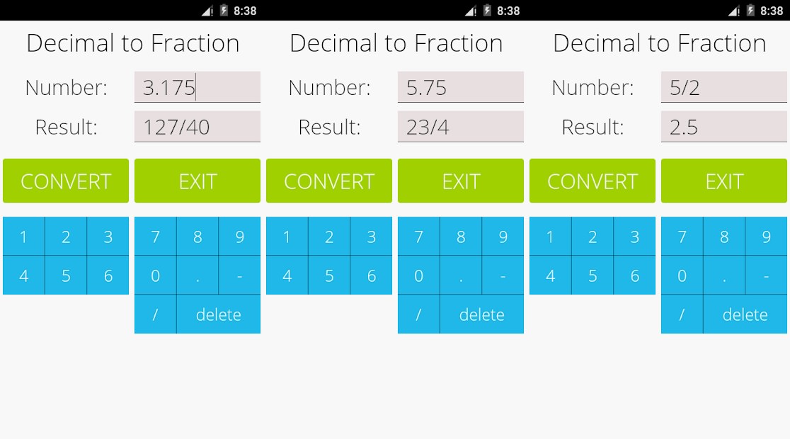 اسکرین شات اپلیکیشن Decimal to Fraction Pro