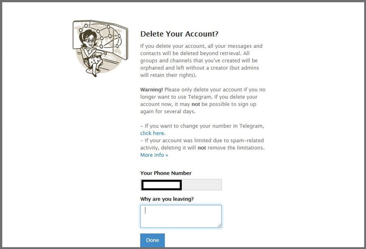 آموزش حذف اکانت تلگرام از وب سایت