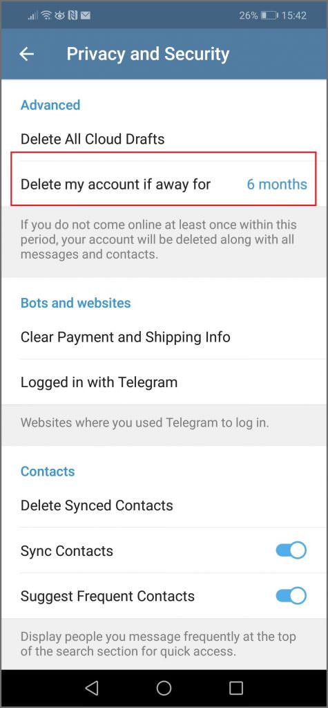 دیلیت اکانت تلگرام حذف از طریق تنظیمات خود آسیب رسان