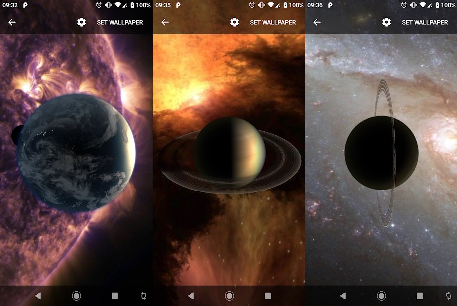 اسکرین شات اپلیکیشن Planets Live Wallpaper Plus