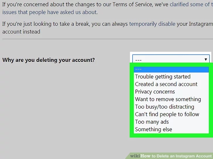 حذف اکانت اینستاگرام از طریق مرورگر وب - 7