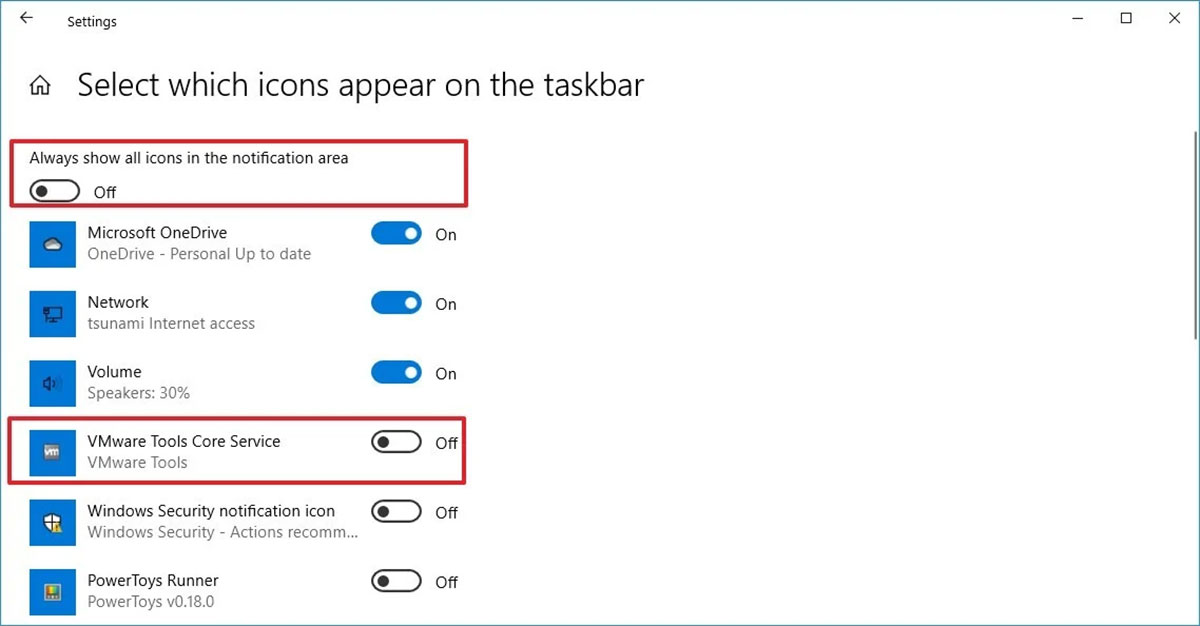 تنظیمات نوار وظیفه Taskbar