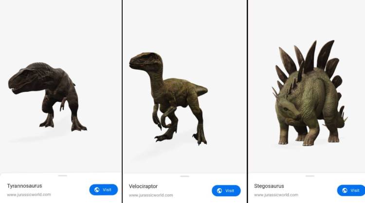 نمونه تصاویر سه‌بعدی از دایناسورها