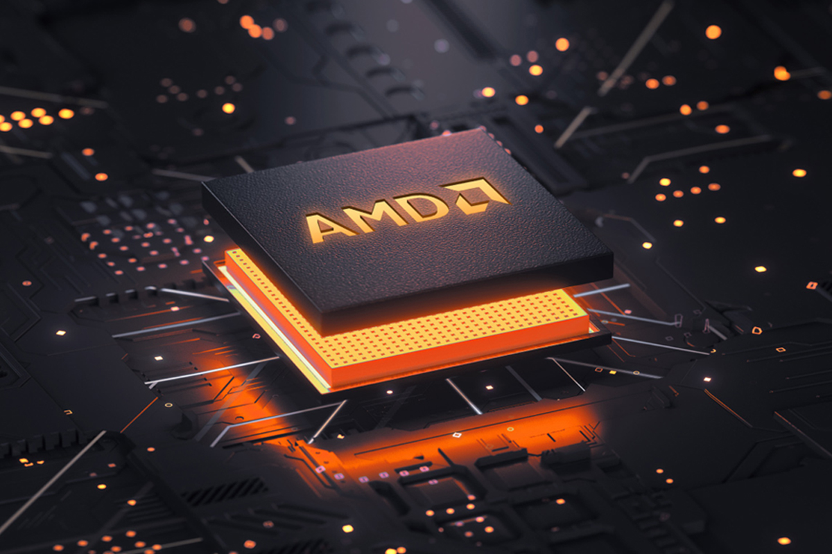 تصویر گرافیکی تراشه ای ام دی / AMD رنگ نارنجی روی مادربرد