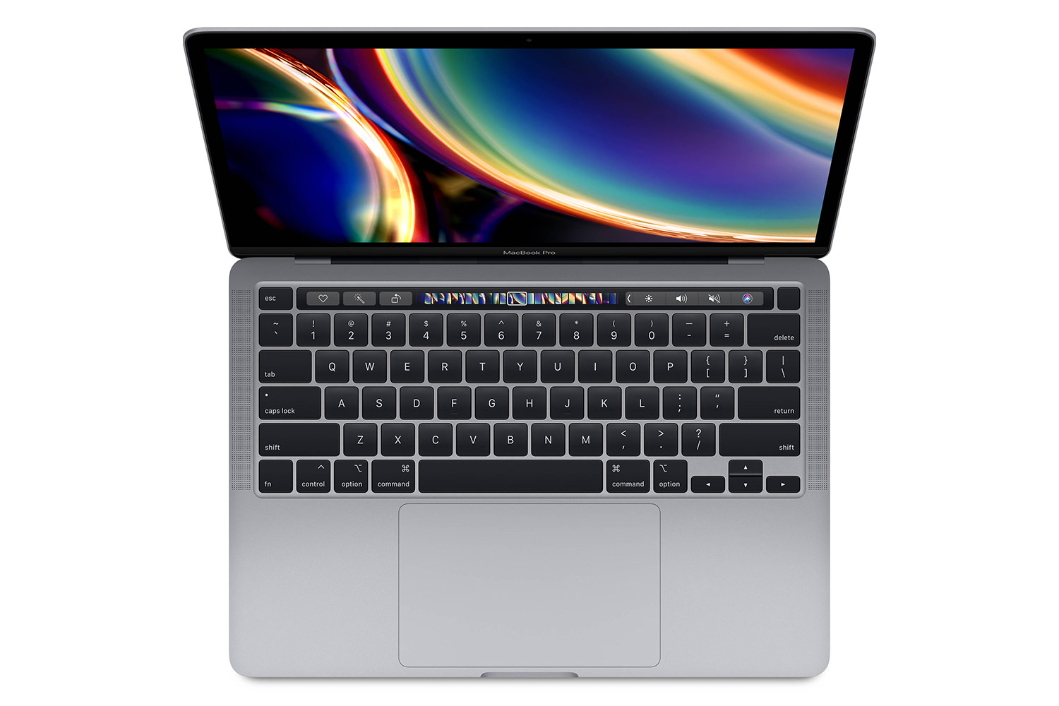 لپ‌تاپ مک بوک پرو 13 اینچی 2020 اپل نمای بالا صفحه کلید  - نمایشگر و تاچ بار / Apple Macbook Pro 13 2020 - MWP42