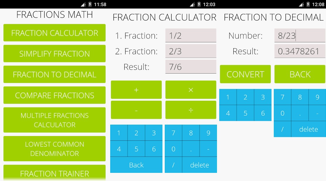 اسکرین شات اپلیکیشن Fractions Math Pro