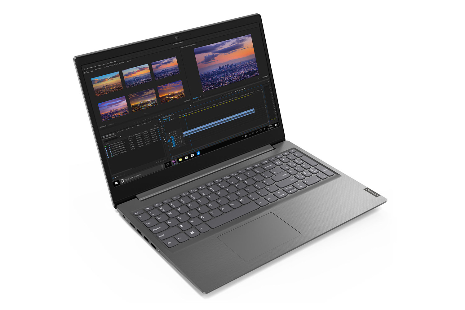 لپ‌تاپ وی 15 لنوو نمای بغل صفحه کلید و صفحه نمایش و پورت ها / Lenovo V15