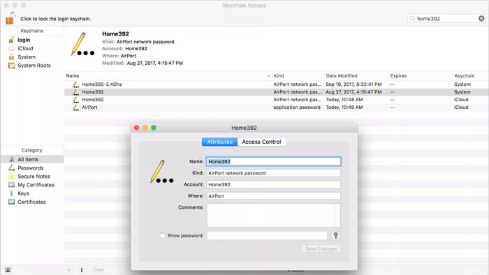 مشاهده رمز وای فای با استفاده از ویژگی iCloud Keychain در کامپیوتر مک