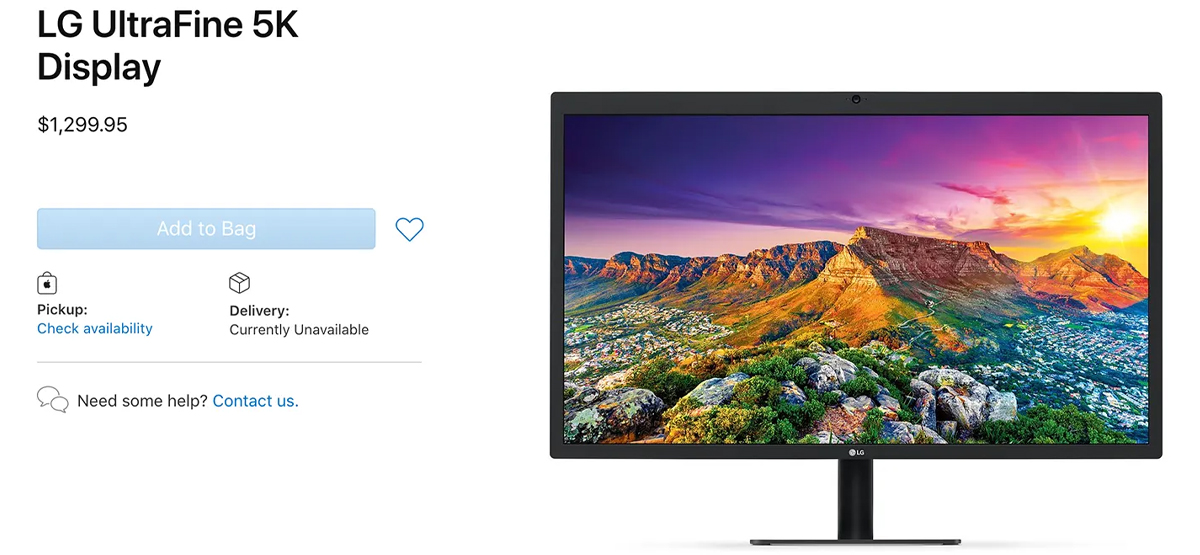 صفحه مانیتور  LG UltraFine 5K Display در سایت اپل