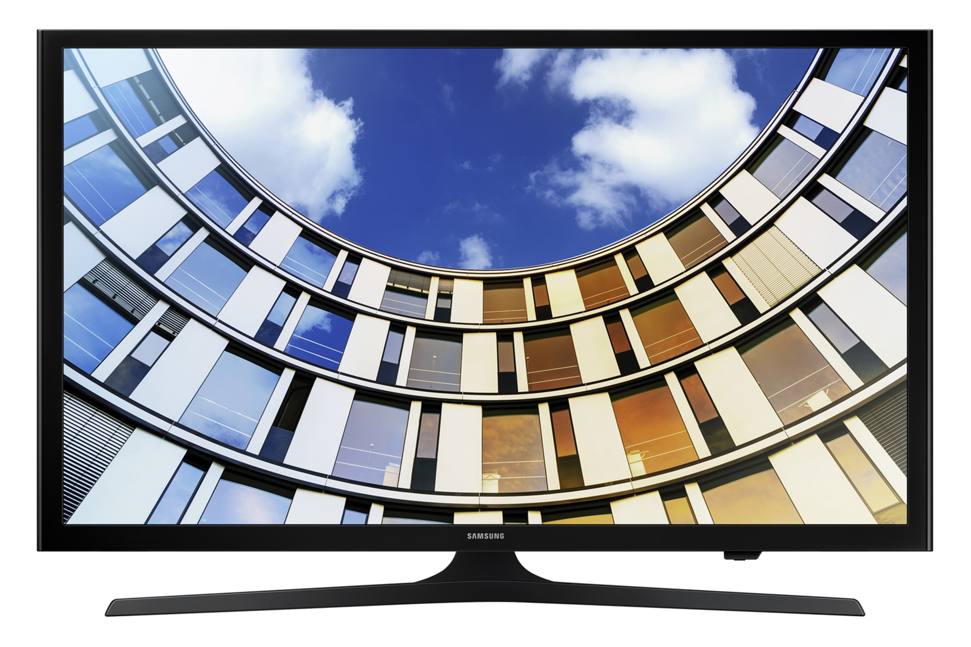 نمای جلو تلویزیون سامسونگ M5300 مدل 49 اینچ با صفحه روشن