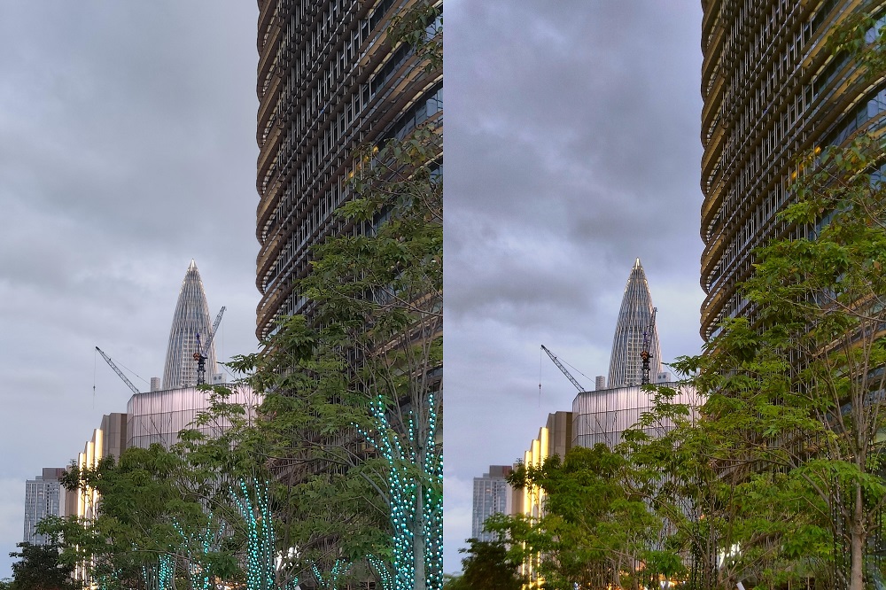 مقایسه بزرگ نمایی دوربین پریسکوپی جدید اوپو / Oppo با مدل قبلی / ساختمان آسمان ابری