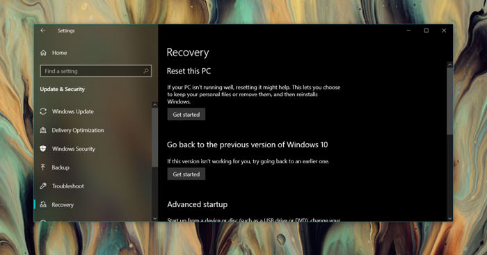 بازگرداندن feature update ویندوز ۱۰