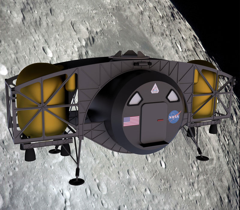 طرح مفهومی از ماه‌نشین داینتیکس روی کره ماه