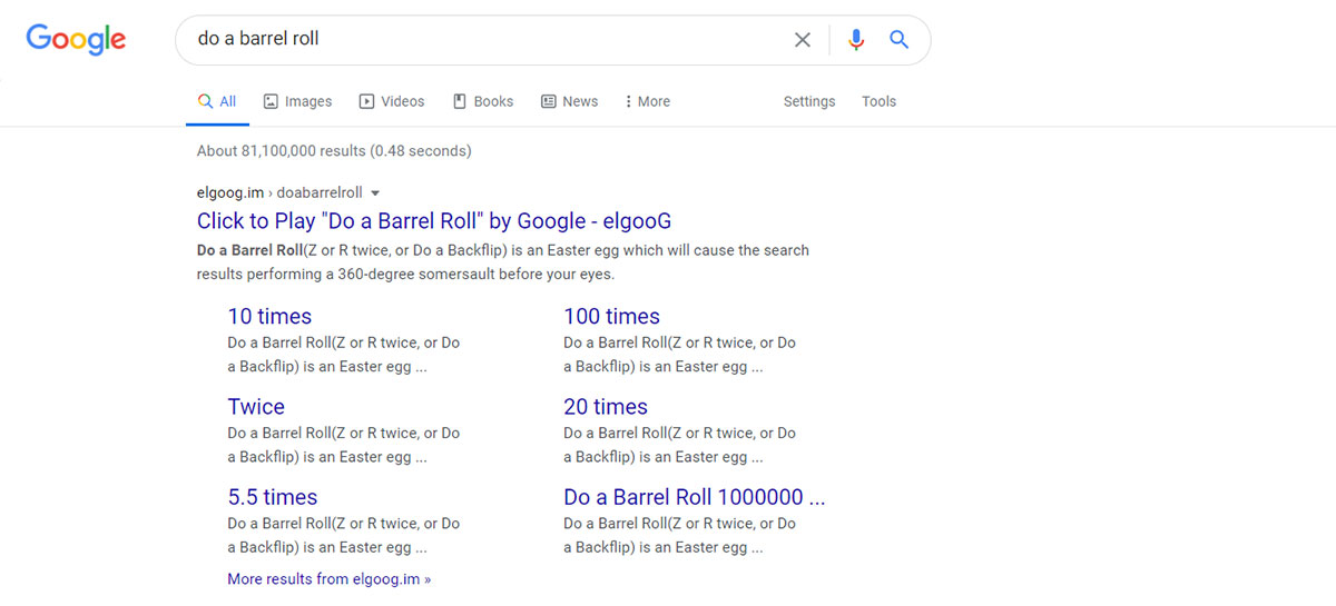 do a barrel roll گوگل