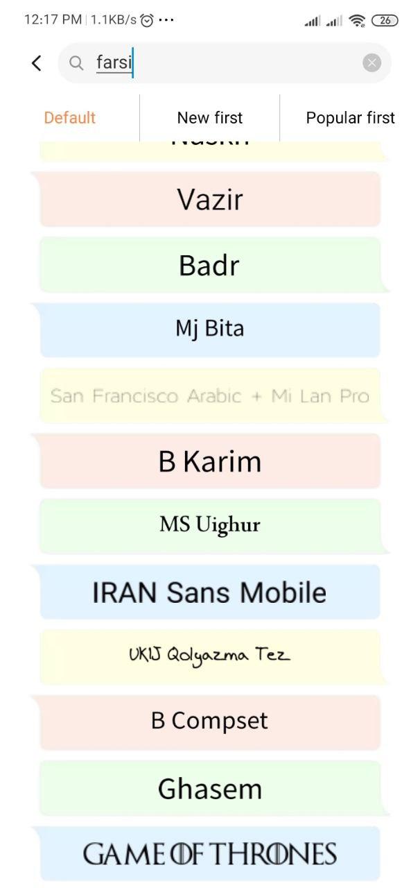 names of farsi fonts