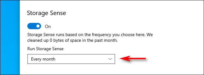 انتخاب گزینه حذف خودکار فایل از سطل زباله در ویندوز 10