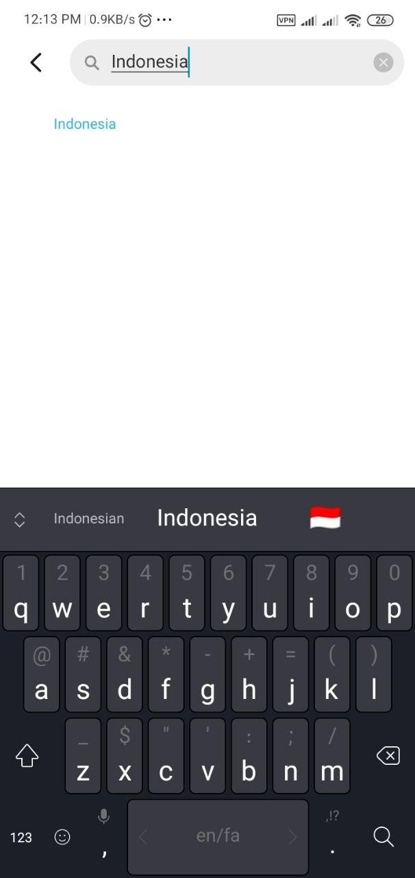 Country selection section in Xiaomi phone settings / Indonesia region in miui