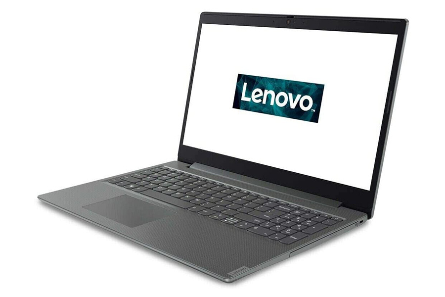 لپ تاپ لنوو v155 از نمای کنار با صفحه روشن