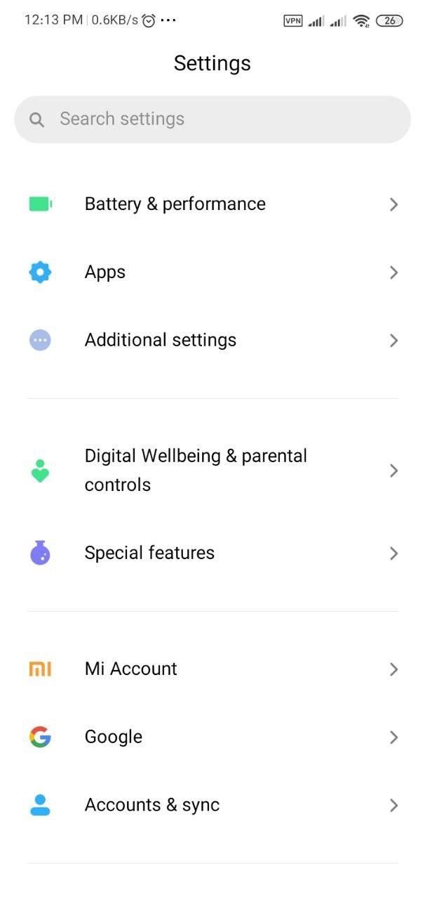 بخش تنظیمات گوشی های شیائومی / miui settings