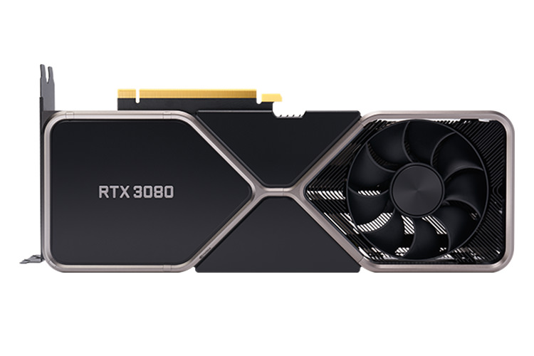 Top view of Nvidia RTX 3080 graphics card