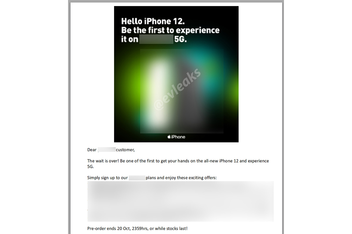 ایمیل تبلیغاتی اپراتور برای آیفون 12 اپل / Apple iPhone 12 و تاریخ عرضه گوشی