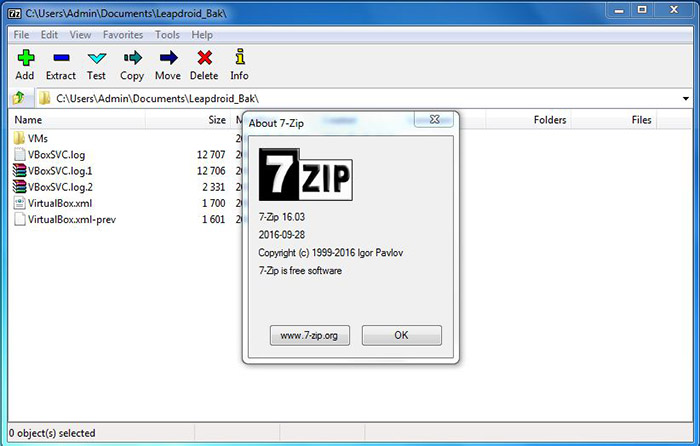 رابط کاربری 7zip
