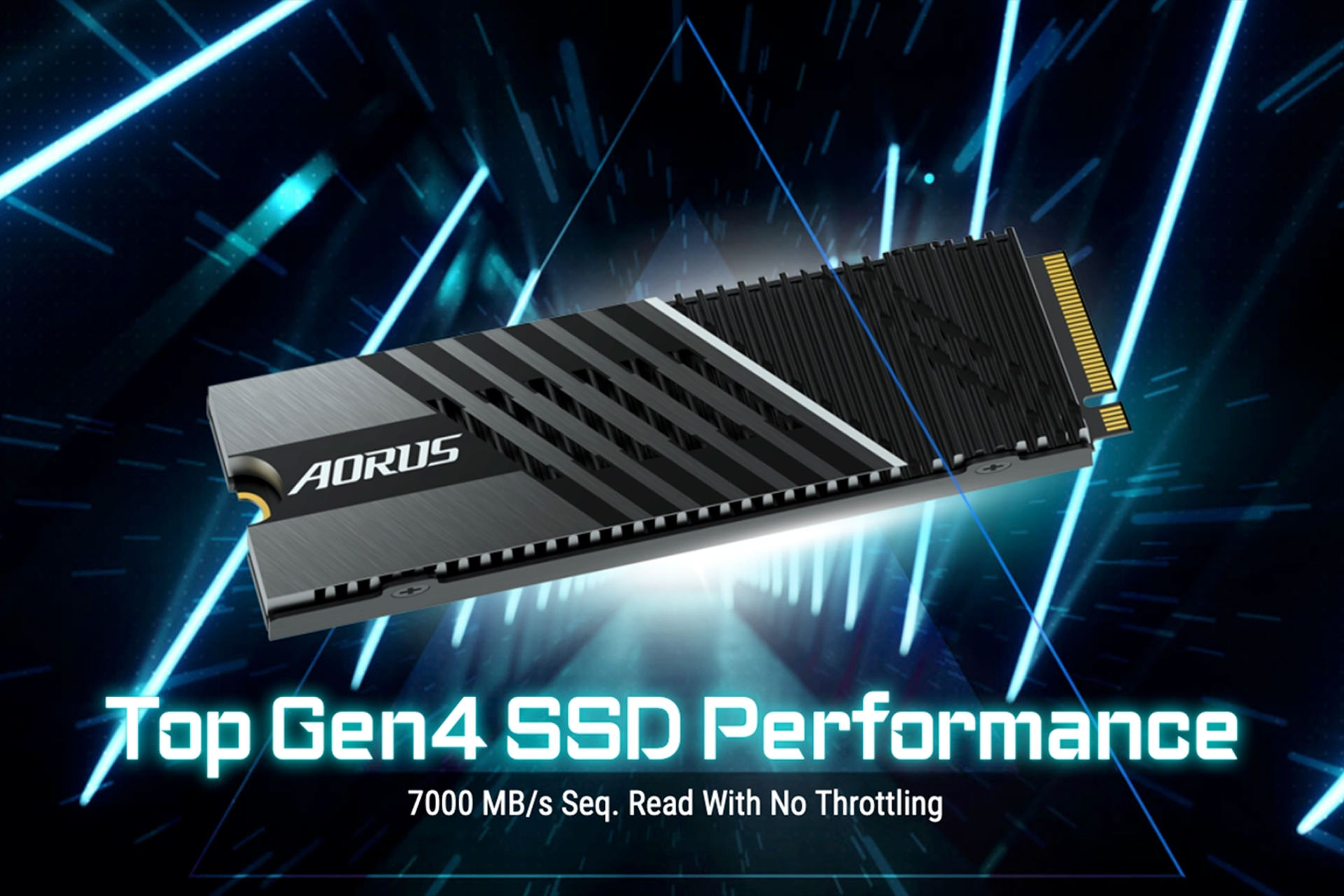 سرعت خواندن درایو SSD گیگابایت Aorus Gen4 7000s نمای جلو