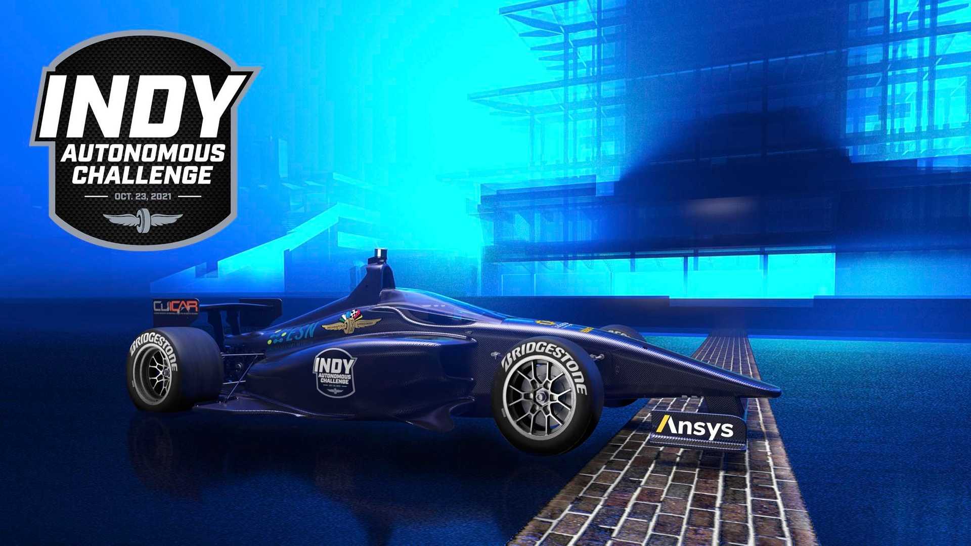 نمای سه چهارم خودرو خودران ایندی کار / IndyCar Autonomous Series در پیست 