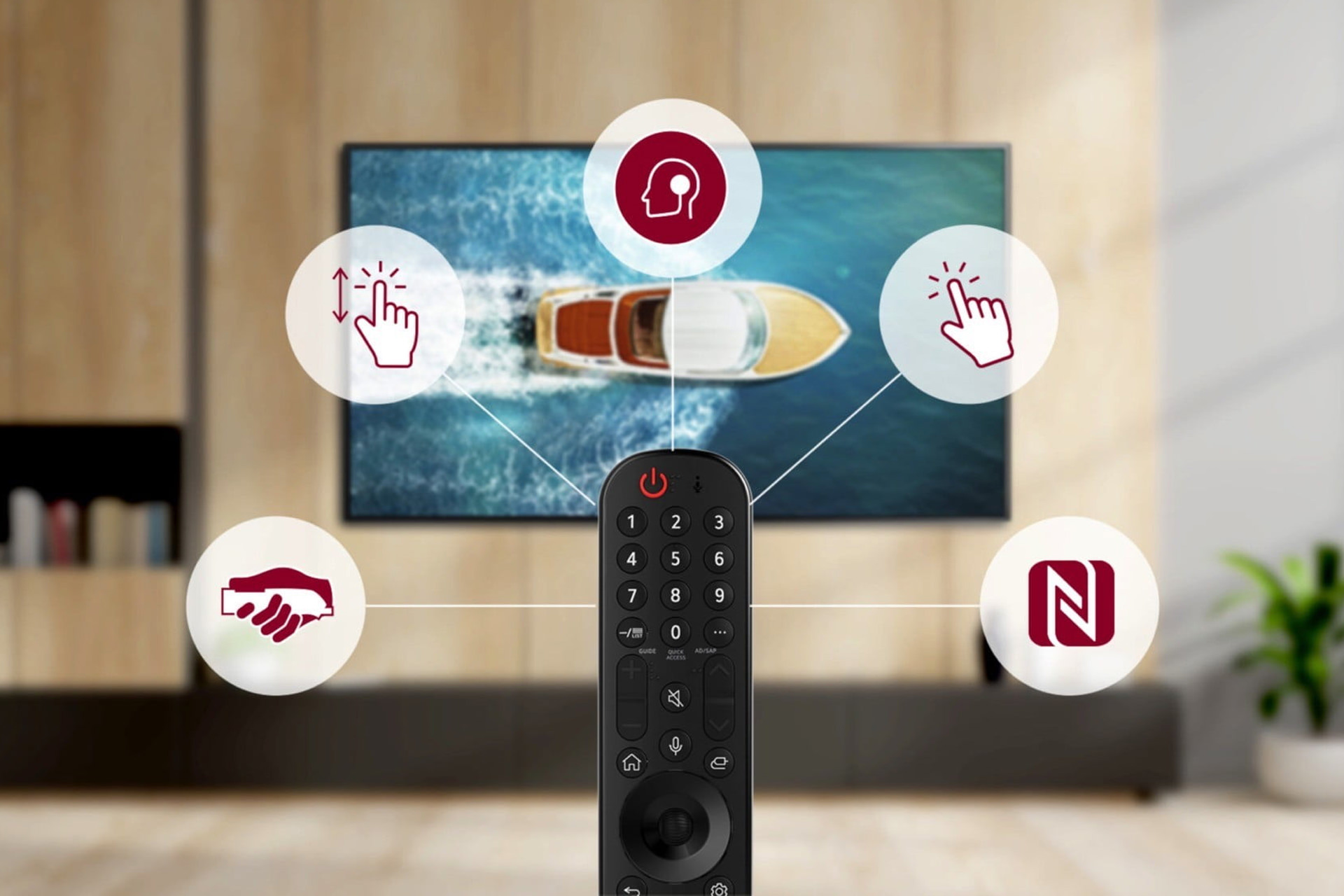 مدل جدید ریموت کنترل ال جی Magic Remote در سال ۲۰۲۱ از نمای جلو