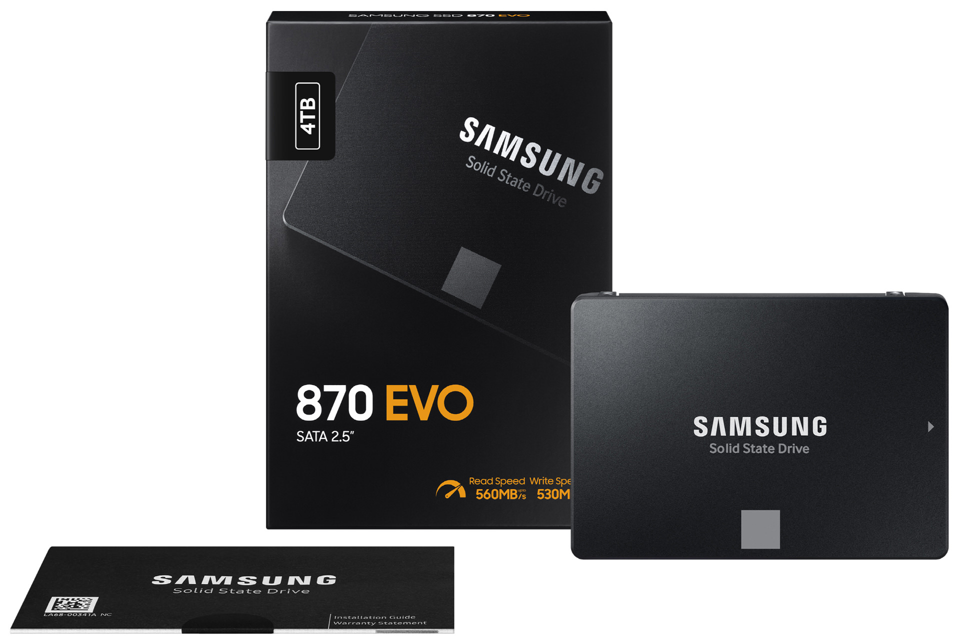 درایو SSD سامسونگ Samsung 870 EVO درکنار جعبه