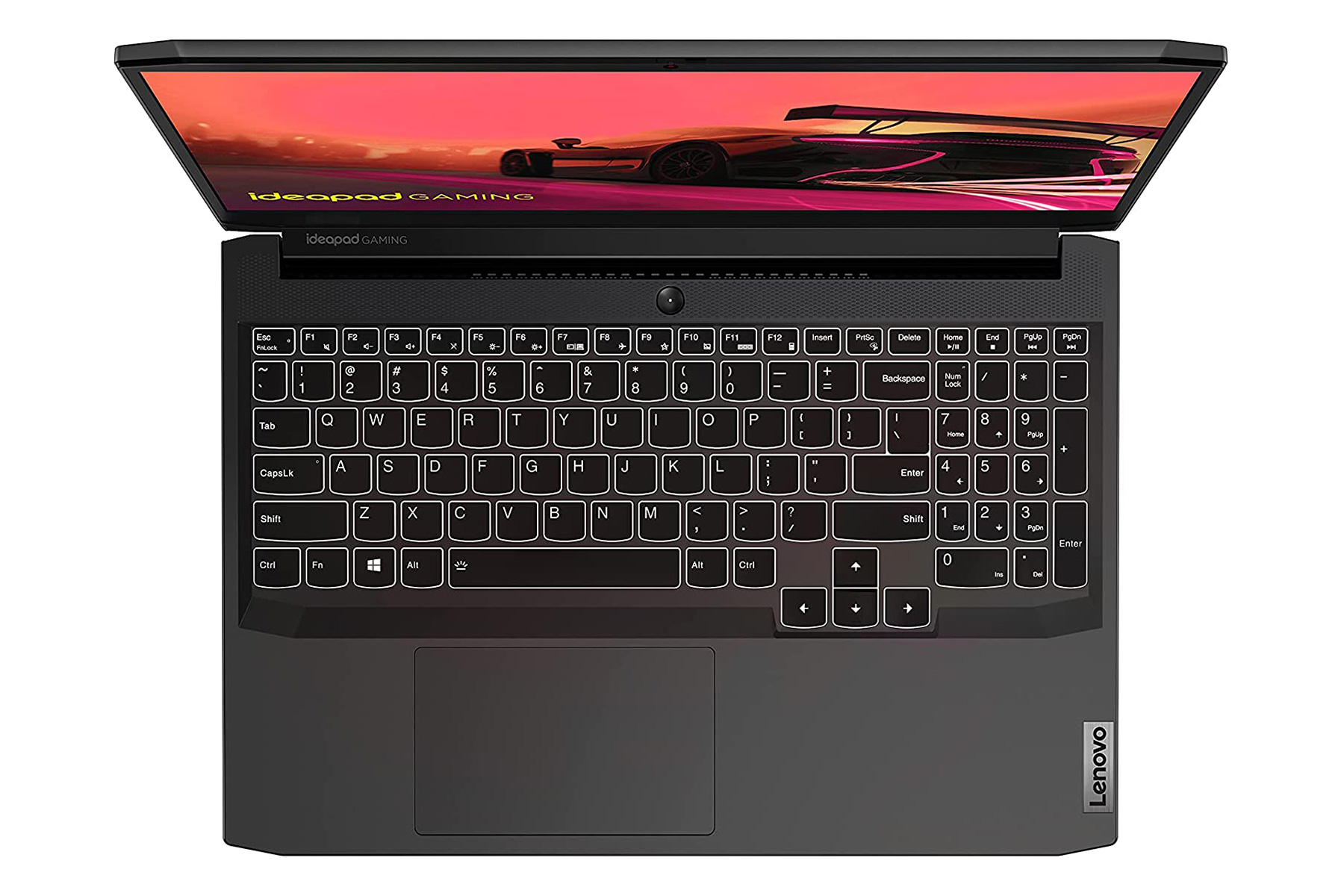 نمای بالا لپ تاپ لنوو آیدیاپد گیمینگ 3 و نمایش کلیدها