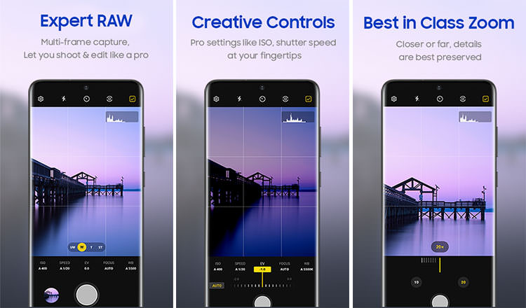 ویژگی های نرم افزار Samsung Expert RAW