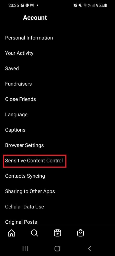 instagram sensitive content control menu - آموزش غیرفعال‌کردن فیلتر محتوای حساس در اینستاگرام