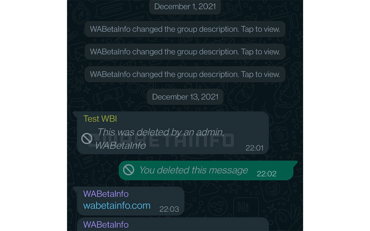 ویژگی جدید حذف پیام گروه توسط ادمین در واتساپ