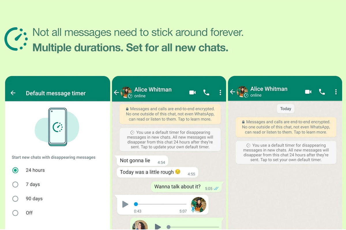 به‌روزرسانی واتساپ؛ پیام‌های موقت گروهی و تنظیمات بیشتر برای حریم‌شخصی
