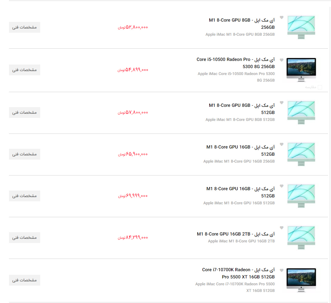 لیست آل این وان در بخش محصولات زومیت