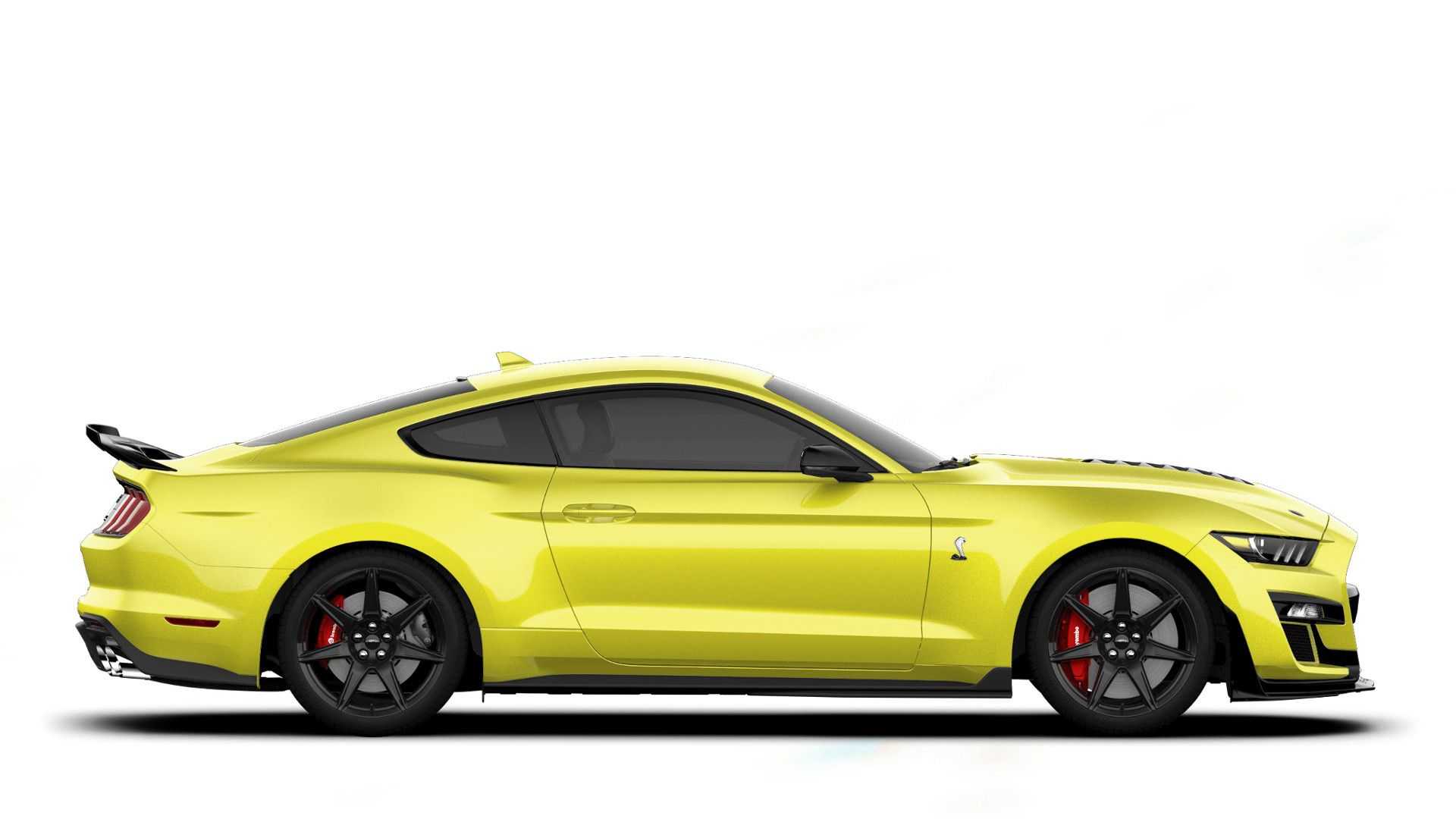 نمای جانبی فورد موستانگ شلبی جی تی 500 / 2021 Ford Mustang Shelby GT500 زرد رنگ