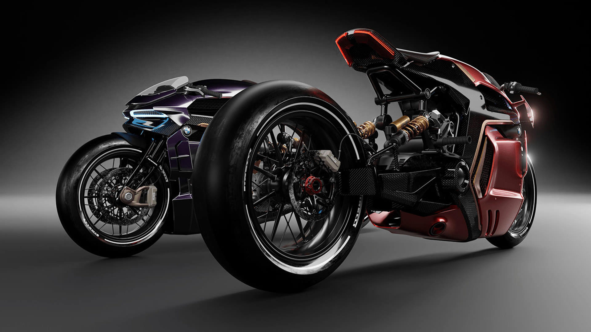 نمای عقب رندر مفهومی از موتورسیکلت بی ام و / BMW Concept Motorcycle