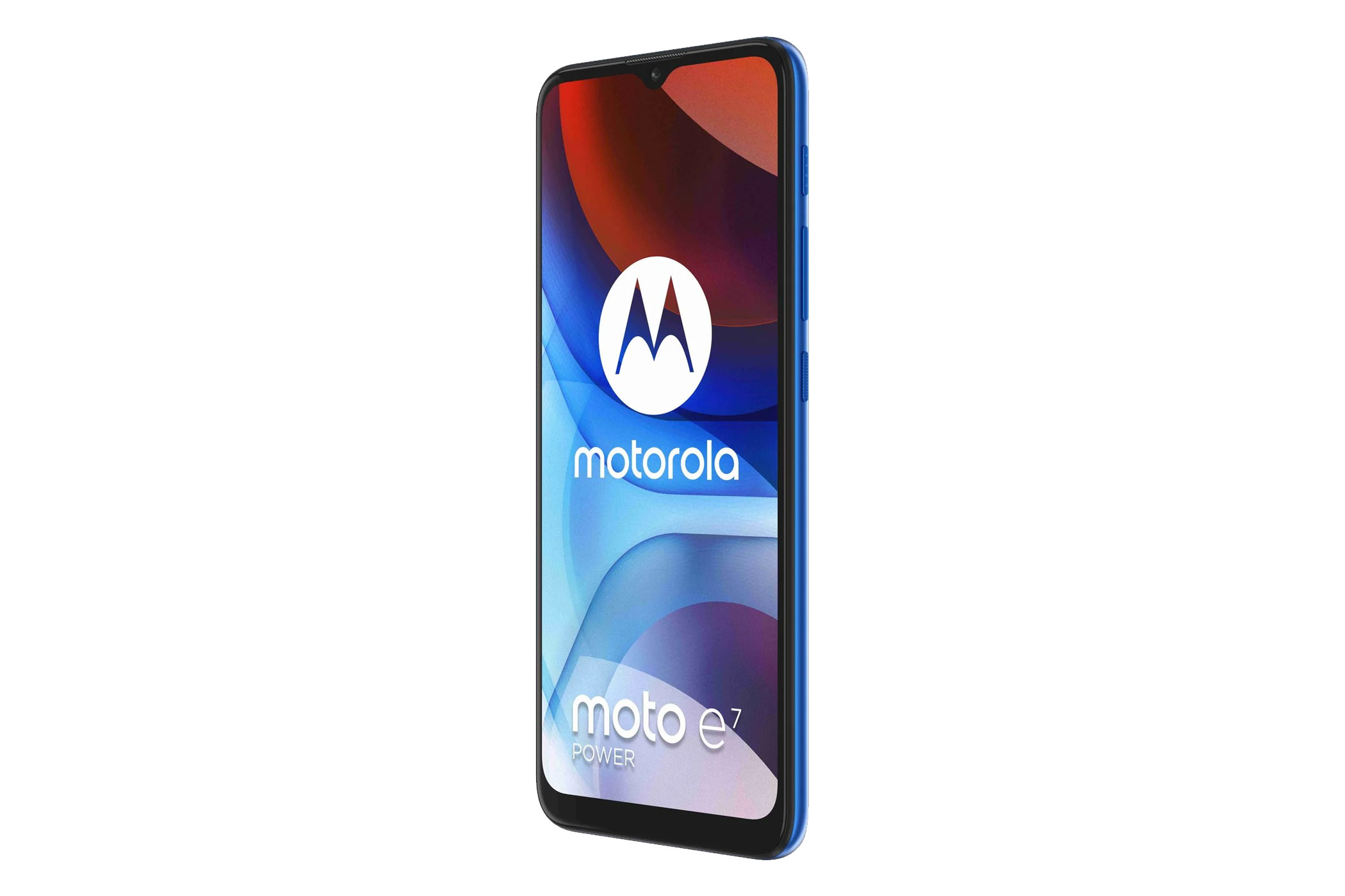 نمای جلو زاویه دار موبایل موتو ای 7 پاور موتورولا رنگ آبی