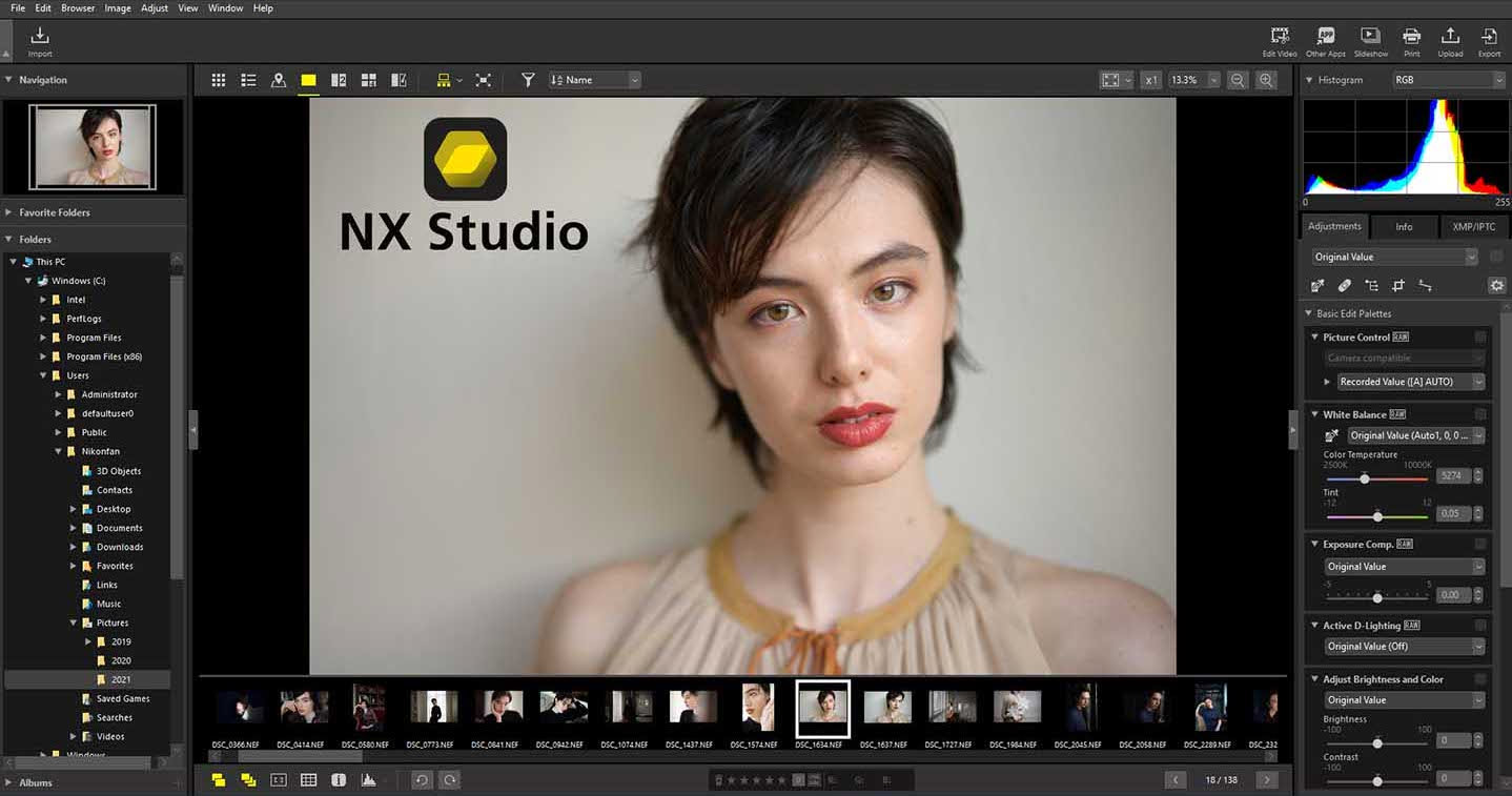 ویرایش عکس یک زن در نرم افزار نیکون ان ایکس استودیو / Nikon NX Studio