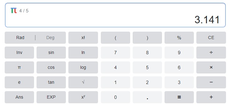 google calculator pi number game - گرامیداشت روز جهانی عدد پی در ماشین حساب گوگل