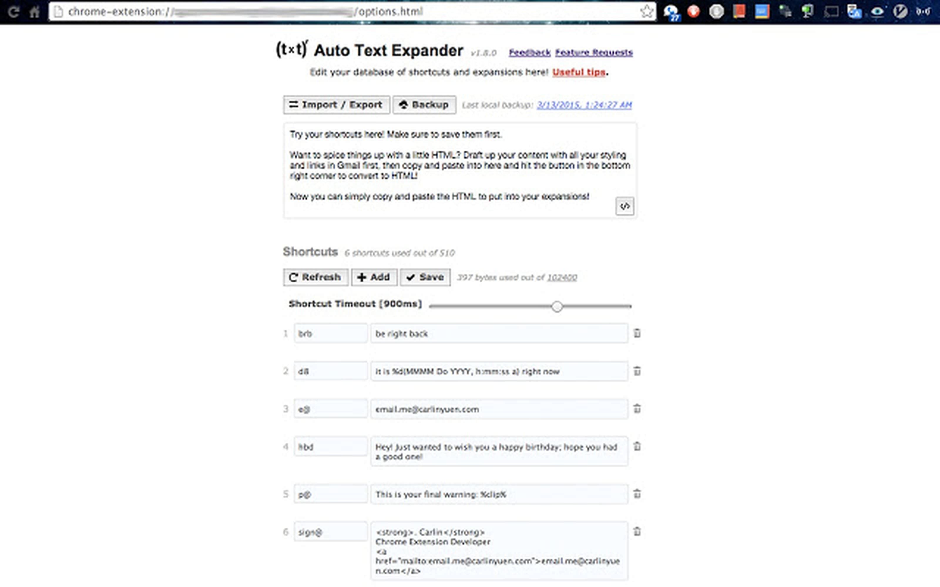 auto text expander 2 chrome