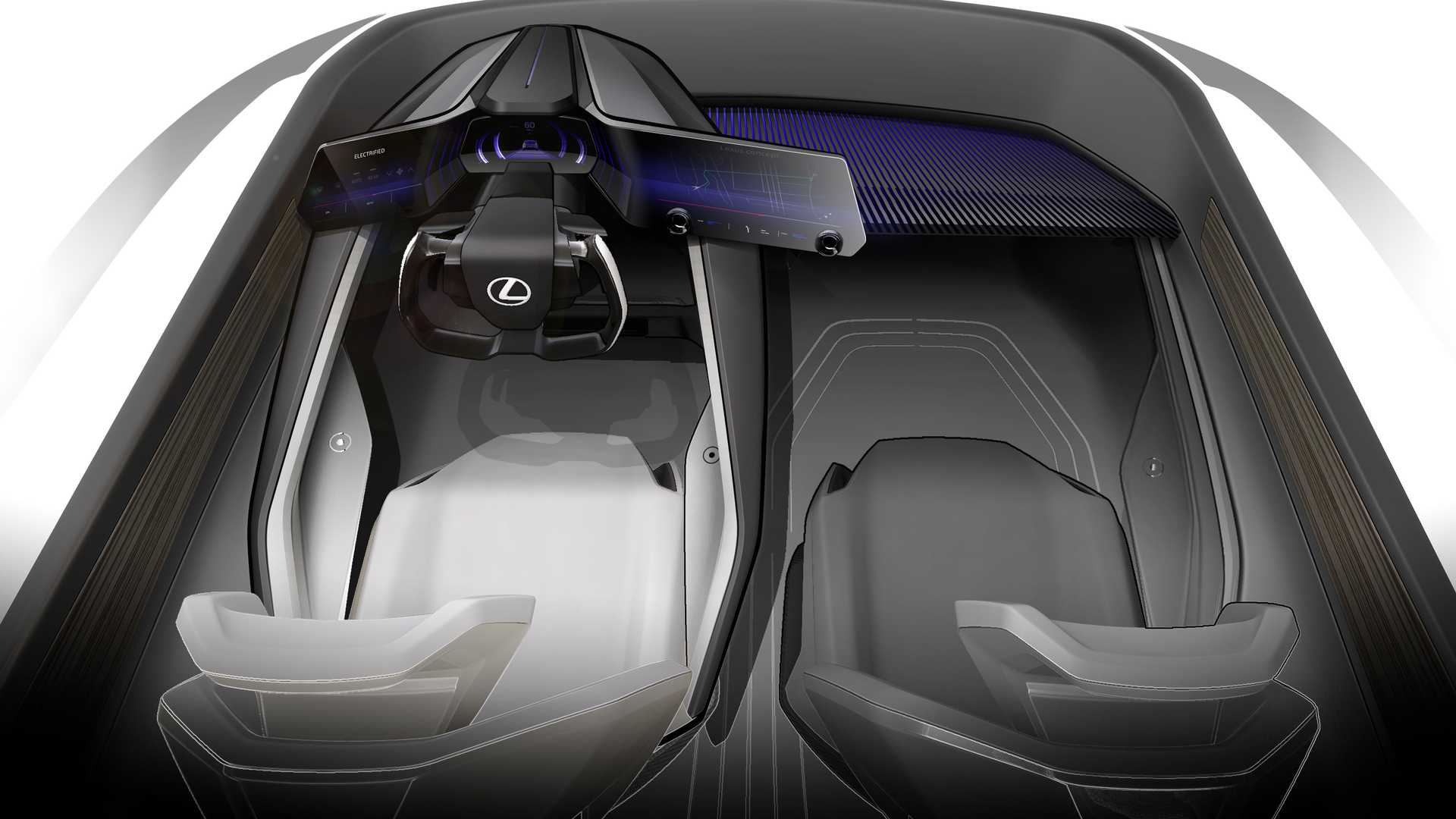 کابین خودروی مفهومی و برقی لکسوس / Lexus LF-Z Electrified Concept EV سفید رنگ