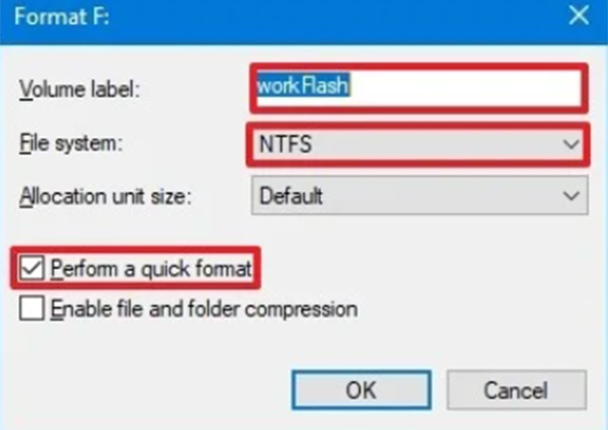 USB flash format