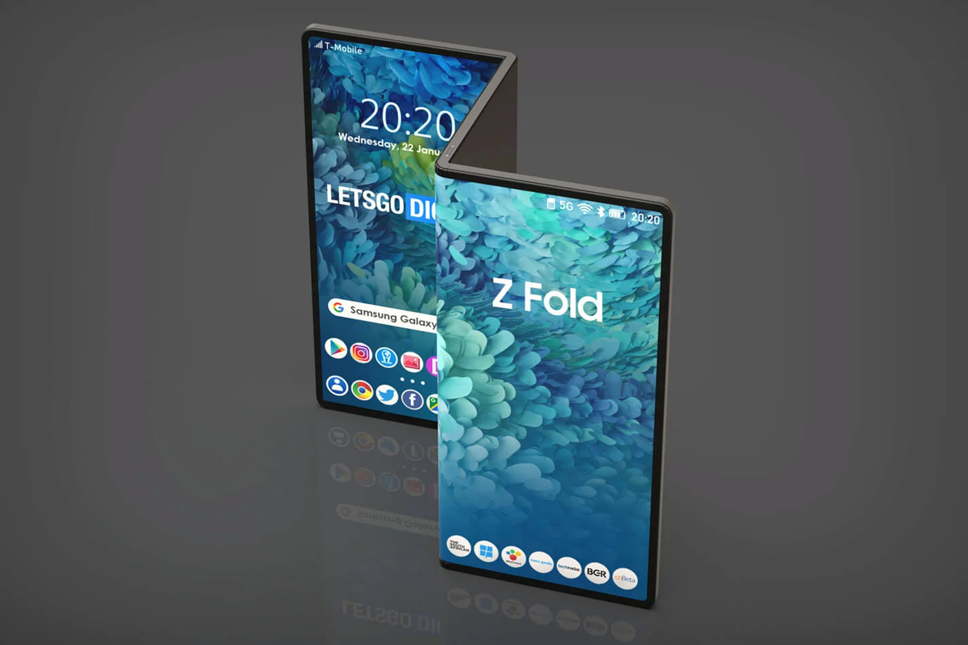 فرم Z تبلت گلکسی زد فولد / Galaxy Z Fold سامسونگ رندر غیررسمی